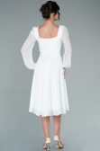 Midi White Chiffon Invitation Dress ABK1441