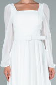 Midi White Chiffon Invitation Dress ABK1441