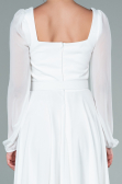 Midi White Chiffon Invitation Dress ABK1441