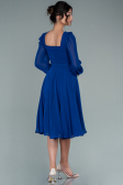 Midi Sax Blue Chiffon Invitation Dress ABK1441