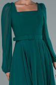 Midi Emerald Green Chiffon Invitation Dress ABK1441