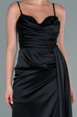 Long Black Satin Evening Dress ABU2477