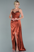 Long Light Brown Satin Evening Dress ABU2477
