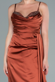 Long Light Brown Satin Evening Dress ABU2477