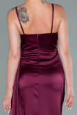 Long Cherry Colored Satin Evening Dress ABU2477
