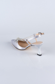 Silver Satin Evening Shoe AB1084