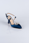Navy Blue Satin Evening Shoe AB1084