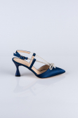 Navy Blue Satin Evening Shoe AB1084
