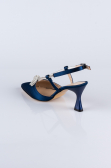 Navy Blue Satin Evening Shoe AB1084