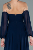Long Navy Blue Chiffon Prom Gown ABU2457