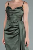Long Olive Drab Satin Evening Dress ABU2477