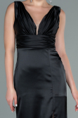 Long Black Satin Prom Gown ABU2479