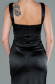 Long Black Satin Prom Gown ABU2479