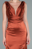 Long Light Brown Satin Prom Gown ABU2479