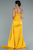 Long Mustard Satin Engagement Dress ABU2495