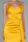 Long Mustard Satin Engagement Dress ABU2495