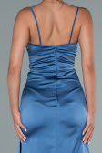 Long Indigo Satin Engagement Dress ABU2495