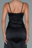 Long Black Satin Engagement Dress ABU2495