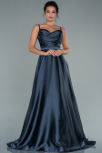Anthracite Long Satin Evening Dress ABU1601