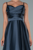 Anthracite Long Satin Evening Dress ABU1601