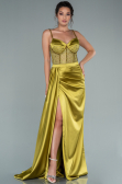 Pistachio Green Long Satin Evening Dress ABU2130
