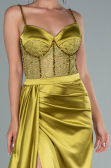 Pistachio Green Long Satin Evening Dress ABU2130