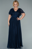 Long Navy Blue Plus Size Evening Dress ABU2498