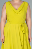 Midi Pistachio Green Chiffon Plus Size Evening Dress ABK1467