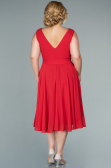 Midi Red Chiffon Plus Size Evening Dress ABK1467