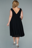 Midi Black Chiffon Plus Size Evening Dress ABK1467