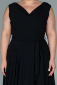 Midi Black Chiffon Plus Size Evening Dress ABK1467