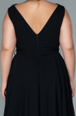 Midi Black Chiffon Plus Size Evening Dress ABK1467