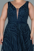 Long Navy Blue Plus Size Evening Dress ABU2501
