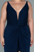 Long Navy Blue Plus Size Evening Dress ABU2502