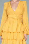 Yellow Mini Chiffon Invitation Dress ABK171