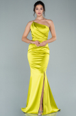 Long Pistachio Green Satin Prom Gown ABU2518