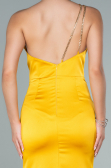 Long Mustard Satin Prom Gown ABU2518