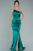 Long Emerald Green Satin Prom Gown ABU2518