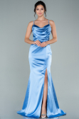 Indigo Long Satin Prom Gown ABU1938