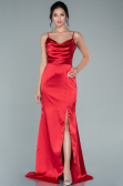 Long Red Satin Prom Gown ABU1938