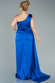 Long Sax Blue Satin Plus Size Evening Dress ABU2531