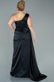 Long Black Satin Plus Size Evening Dress ABU2531