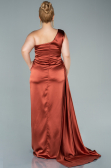 Long Light Brown Satin Plus Size Evening Dress ABU2531