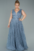 Long Grey Plus Size Evening Dress ABU2537