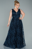 Long Navy Blue Plus Size Evening Dress ABU2537