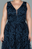 Long Navy Blue Plus Size Evening Dress ABU2537