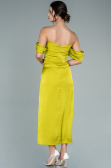 Pistachio Green Midi Satin Invitation Dress ABK1404