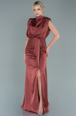 Long Light Brown Satin Evening Dress ABU2133