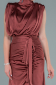 Long Light Brown Satin Evening Dress ABU2133