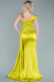 Pistachio Green Long Satin Evening Dress ABU2363